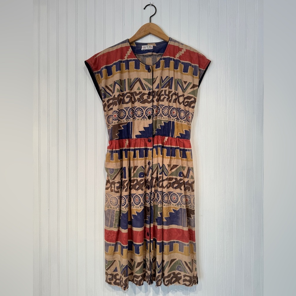 COPY - Vintage Aztec Printed Button-down Dress